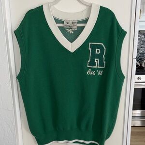 Reebok Green Knit V-Neck Vest with Ivory Trim | 1X